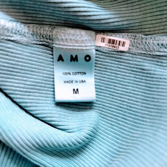 AMO Dress Size Medium M Denim Blue Ribbed Midi Tank - Picture 5 of 6